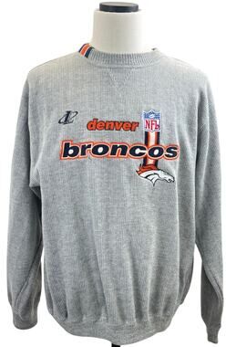 NFL Pro Line Denver Broncos Gray Crewneck Sweatshirt Men's L Vintage 90s